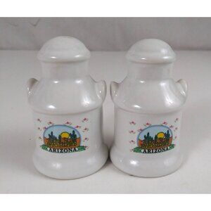 Vintage R.O.C Arizona Sunset Desert Milk Can Souvenir Salt & Pepper Shakers